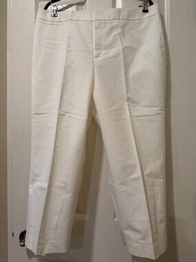 Amber Sun Womens White Cotton Blend Straight-Leg Pants Size 16